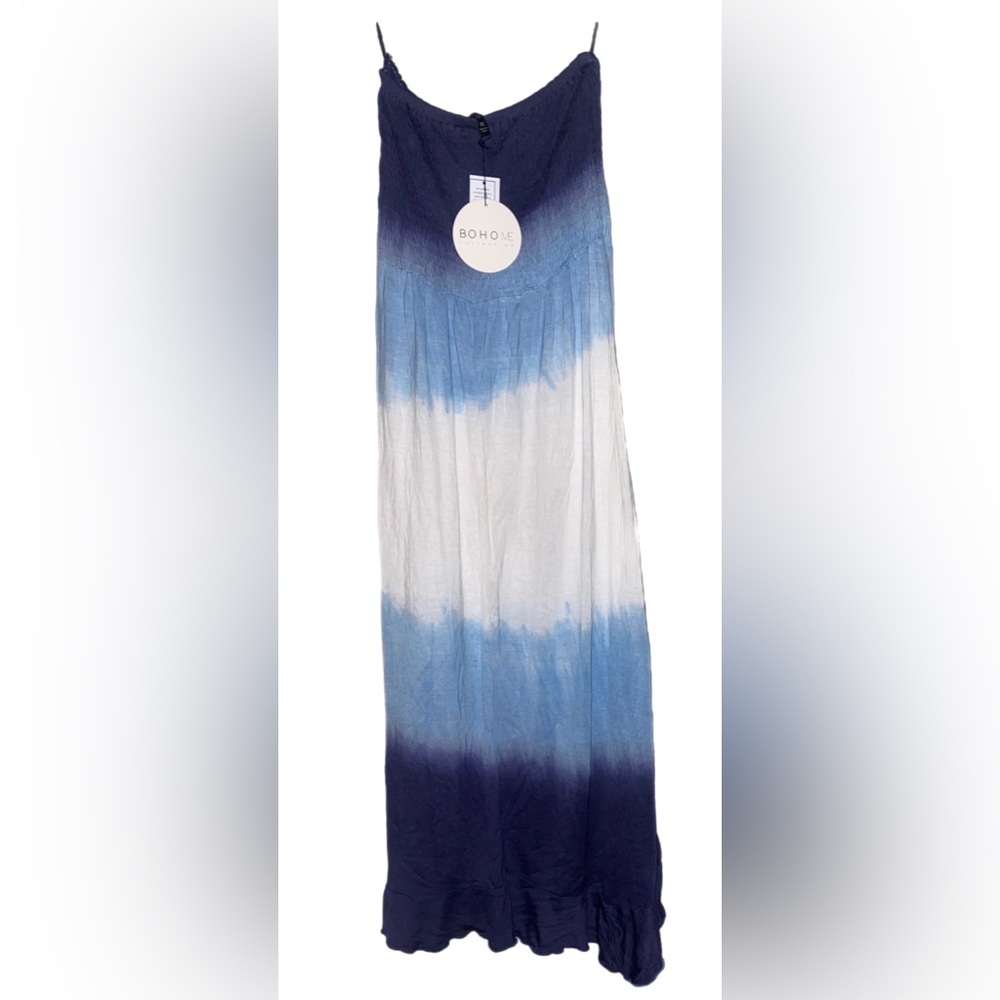 Boho Me Strapless Ombré Blue Maxi Sun-Dress